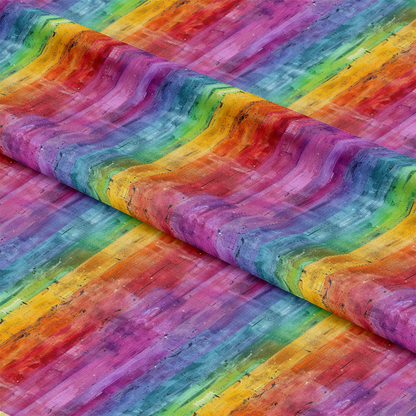 Rainbow Grunge Wall Pattern 7 Quilting Cotton Fabric