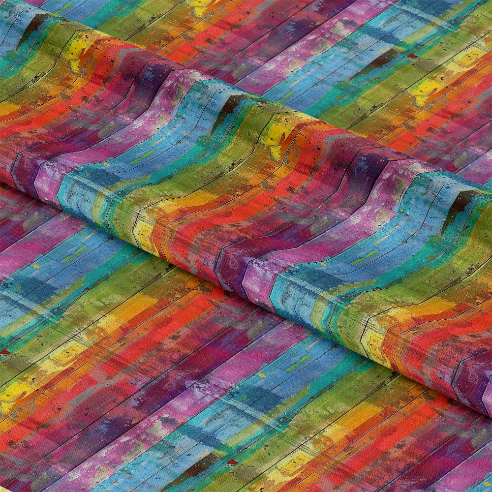 Rainbow Grunge Wall Pattern 8 Quilting Cotton Fabric