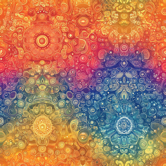 Rainbow Mandala Pattern 11 Quilting Cotton Fabric