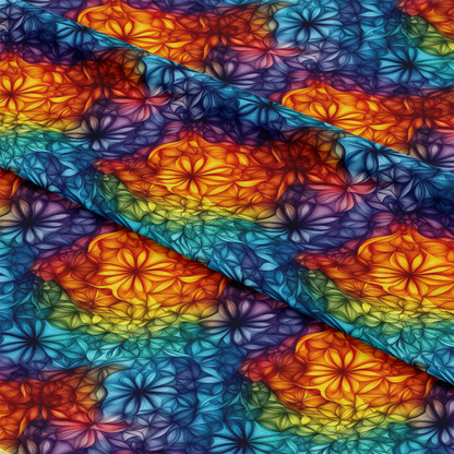 Rainbow Mandala Pattern 16 Quilting Cotton Fabric