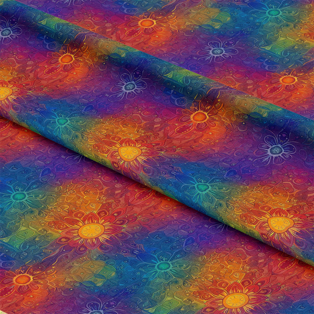 Rainbow Mandala Pattern 4 Quilting Cotton Fabric
