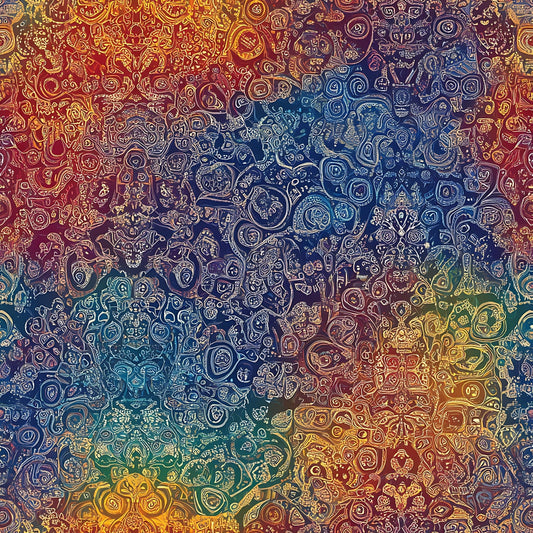 Rainbow Mandala Pattern 8 Quilting Cotton Fabric