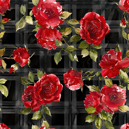 Scarlet Tartan Blooms Pattern 10 Minky Fabric