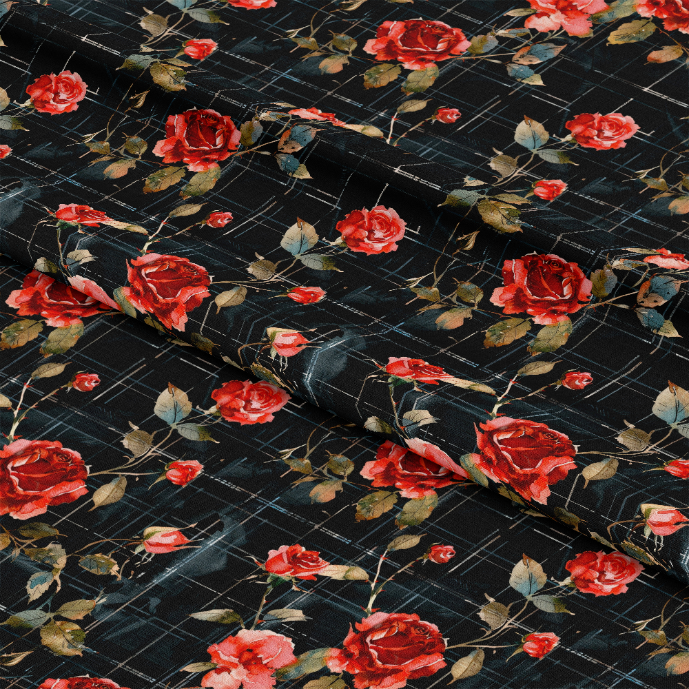 Red Baroque Roses Pattern 12 Quilting Cotton Fabric