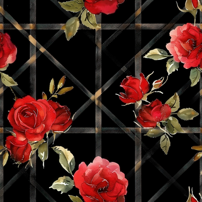 Scarlet Tartan Blooms Pattern 6 Minky Fabric