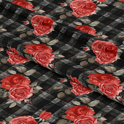 Red Baroque Roses Pattern 7 Quilting Cotton Fabric