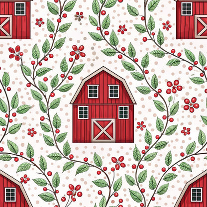 Red Farmhouse Pattern 13 Quilting Cotton Fabric