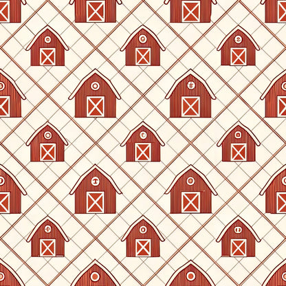 Red Farmhouse Pattern 6 Quilting Cotton Fabric