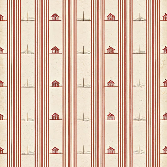 Red Farmhouse Pattern 7 Quilting Cotton Fabric