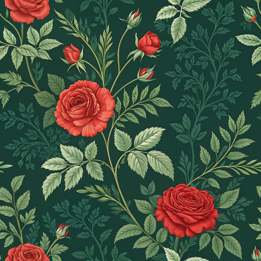 Red Roses and Bees Pattern 23 Quilting Cotton Fabric