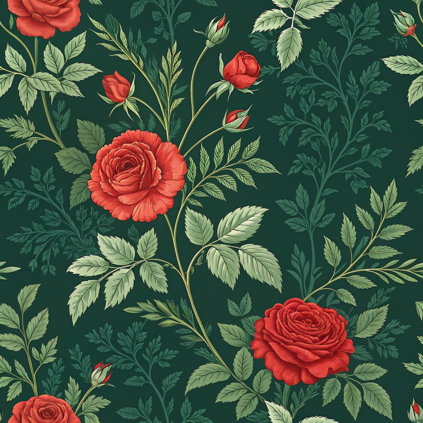Red Roses and Bees Pattern 23 Quilting Cotton Fabric