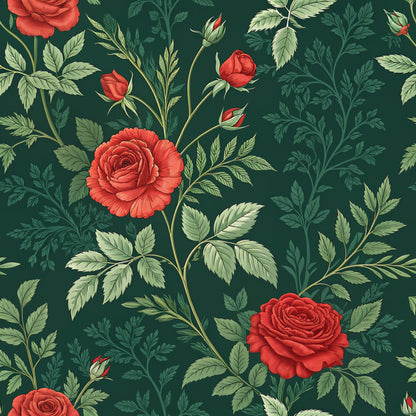 Red Roses and Bees Pattern 23 Quilting Cotton Fabric