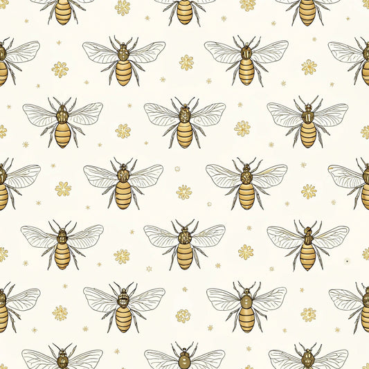 Red Roses and Bees Pattern 25 Quilting Cotton Fabric