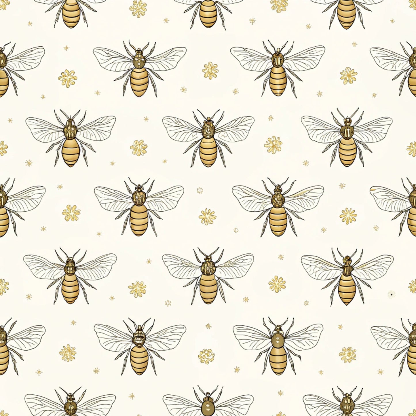 Red Roses and Bees Pattern 25 Quilting Cotton Fabric