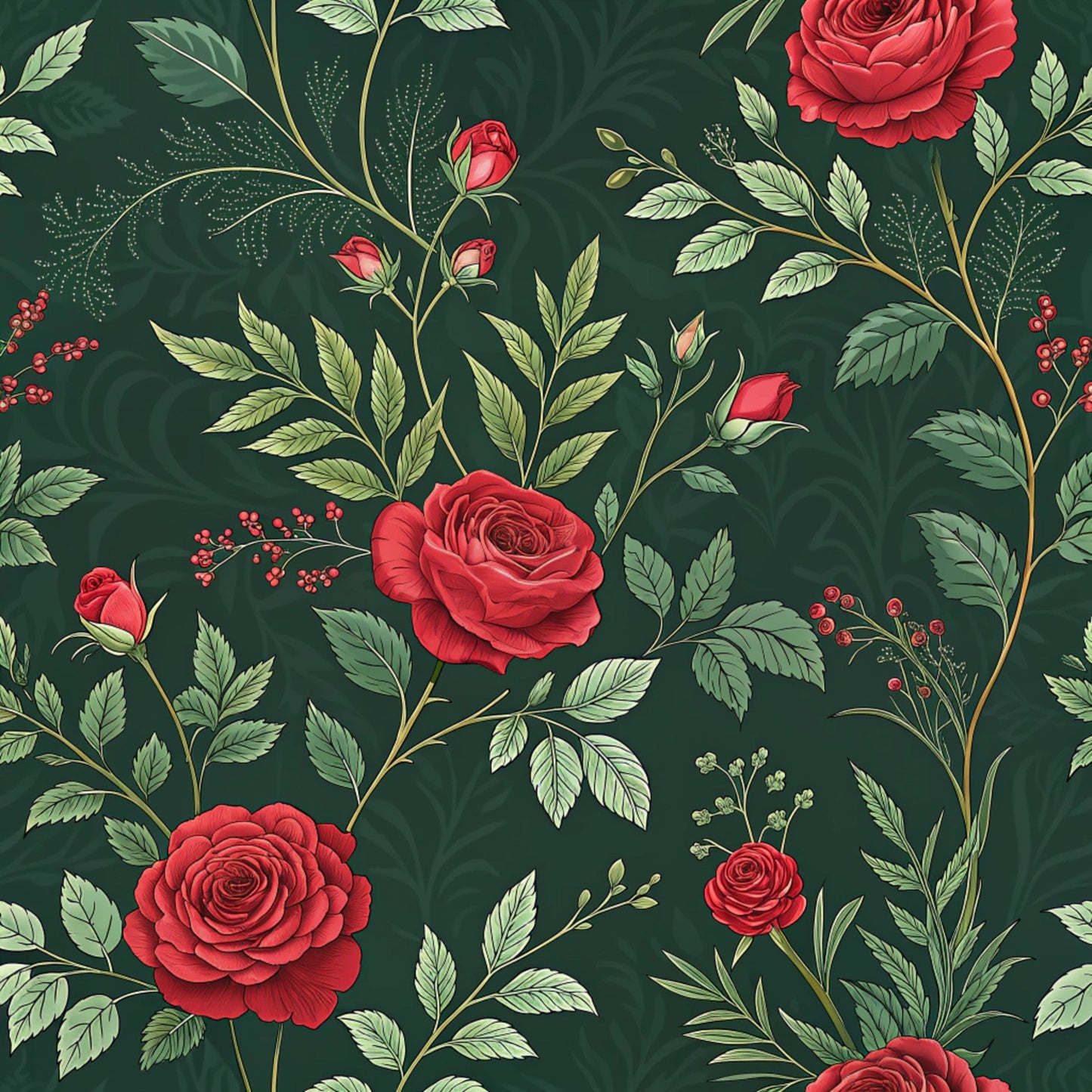 Red Roses and Bees Pattern 4 Quilting Cotton Fabric