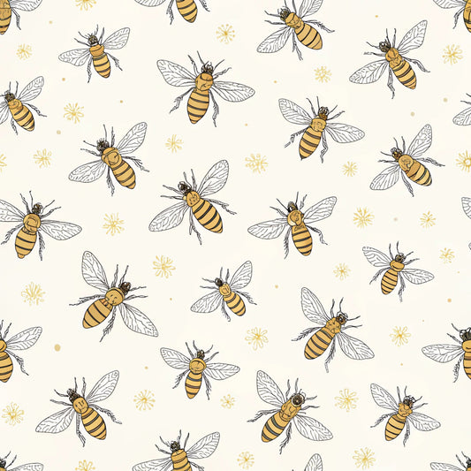 Red Roses and Bees Pattern 6 Quilting Cotton Fabric