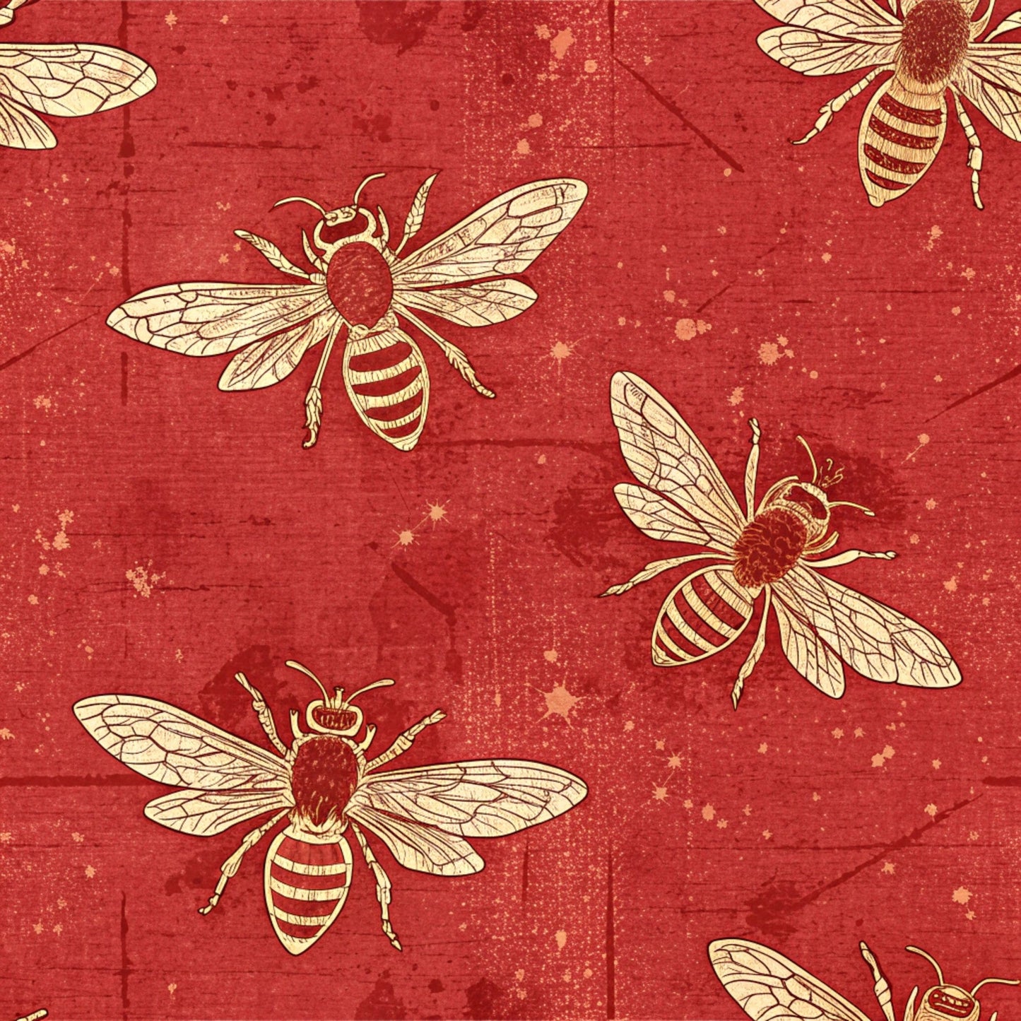 Red Roses and Bees Pattern 9 Quilting Cotton Fabric
