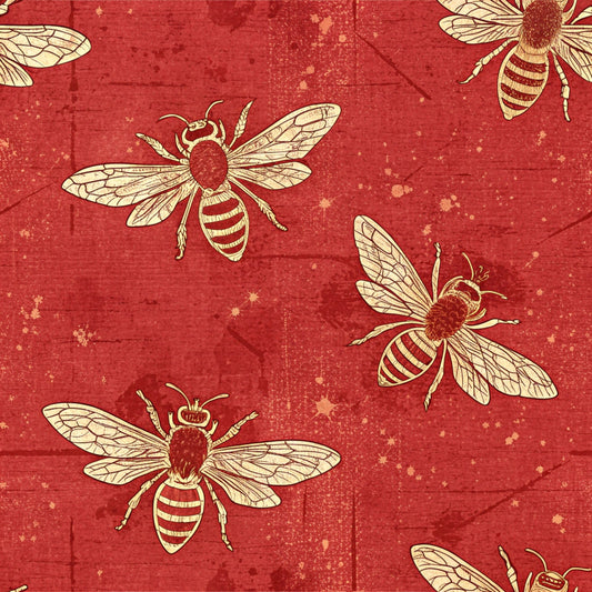 Red Roses and Bees Pattern 9 Quilting Cotton Fabric