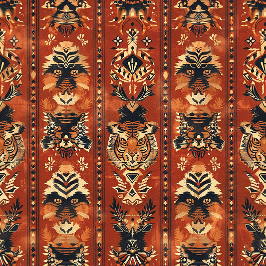 Red Tiger Pattern 1 Quilting Cotton Fabric