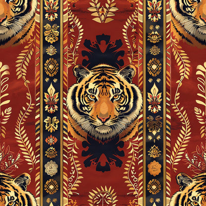 Red Tiger Pattern 2 Quilting Cotton Fabric