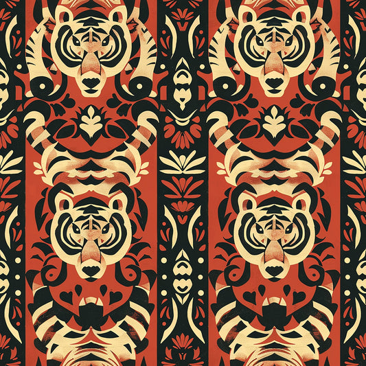 Red Tiger Pattern 4 Quilting Cotton Fabric