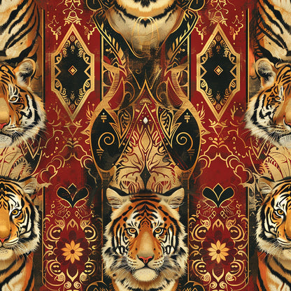 Red Tiger Pattern 5 Quilting Cotton Fabric