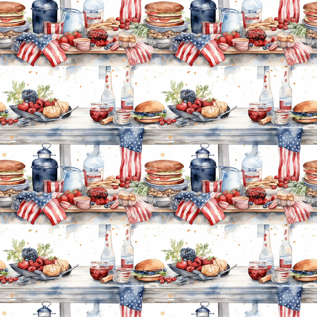 Patriotic Picnic Pattern 2 Minky Fabric