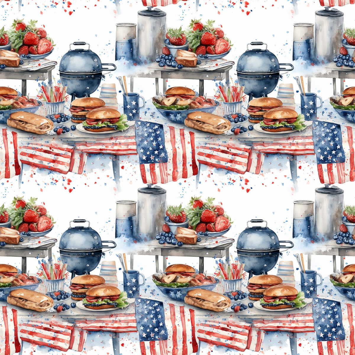 Patriotic Picnic Pattern 3 Minky Fabric