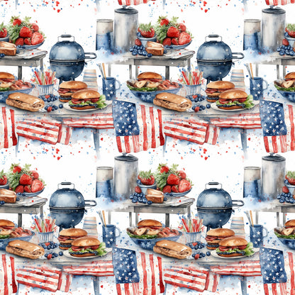 Patriotic Picnic Pattern 3 Minky Fabric