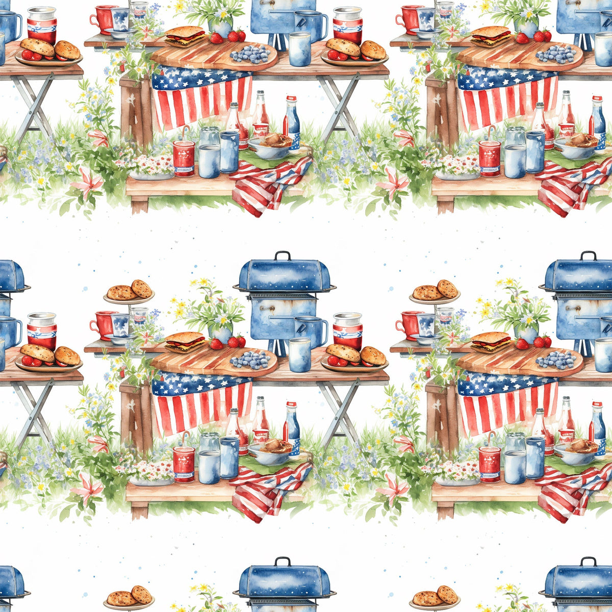 Patriotic Picnic Pattern 4 Minky Fabric
