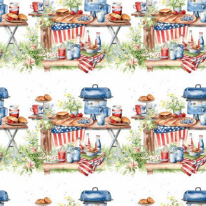 Patriotic Picnic Pattern 4 Minky Fabric