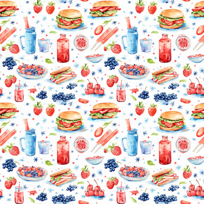 Red White and BBQ Pattern 5 Quilting Cotton Fabric