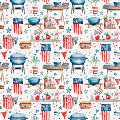 Patriotic Picnic Pattern 6 Minky Fabric