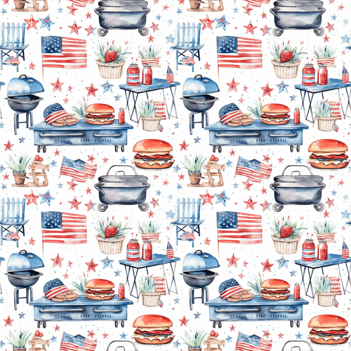 Patriotic Picnic Pattern 7 Minky Fabric
