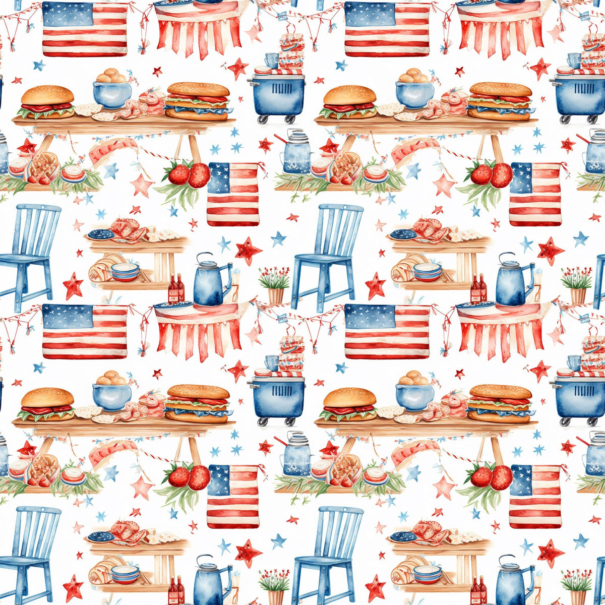Patriotic Picnic Pattern 8 Minky Fabric