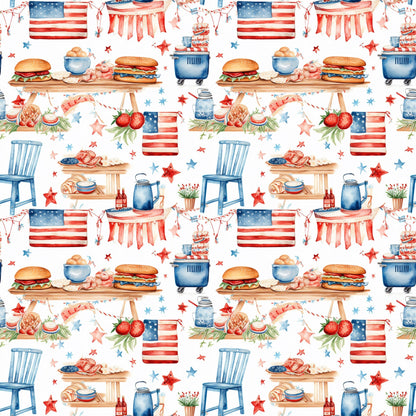 Patriotic Picnic Pattern 8 Minky Fabric