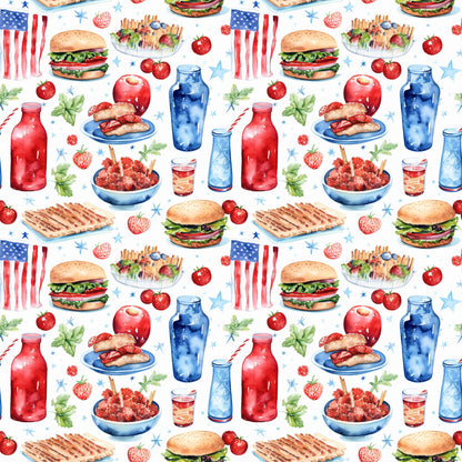 Red White and BBQ Pattern 9 Quilting Cotton Fabric