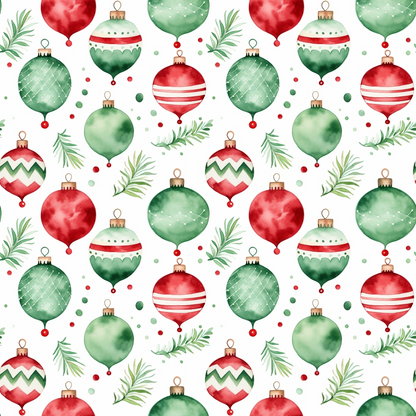 Red and Green Watercolor Christmas Pattern 12 Quilting Cotton Fabric