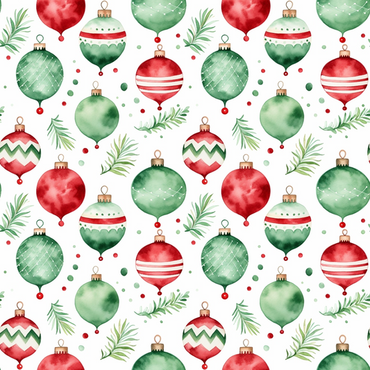 Red and Green Watercolor Christmas Pattern 12 Quilting Cotton Fabric