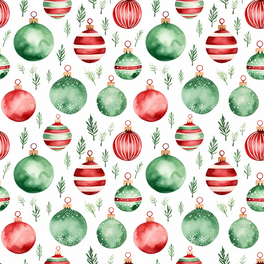 Red and Green Watercolor Christmas Pattern 2 Quilting Cotton Fabric