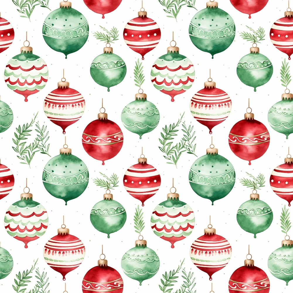 Red and Green Watercolor Christmas Pattern 3 Quilting Cotton Fabric