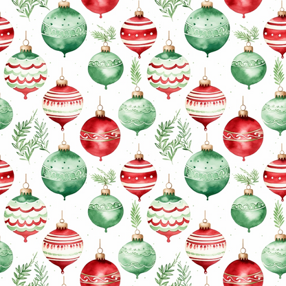 Red and Green Watercolor Christmas Pattern 3 Quilting Cotton Fabric