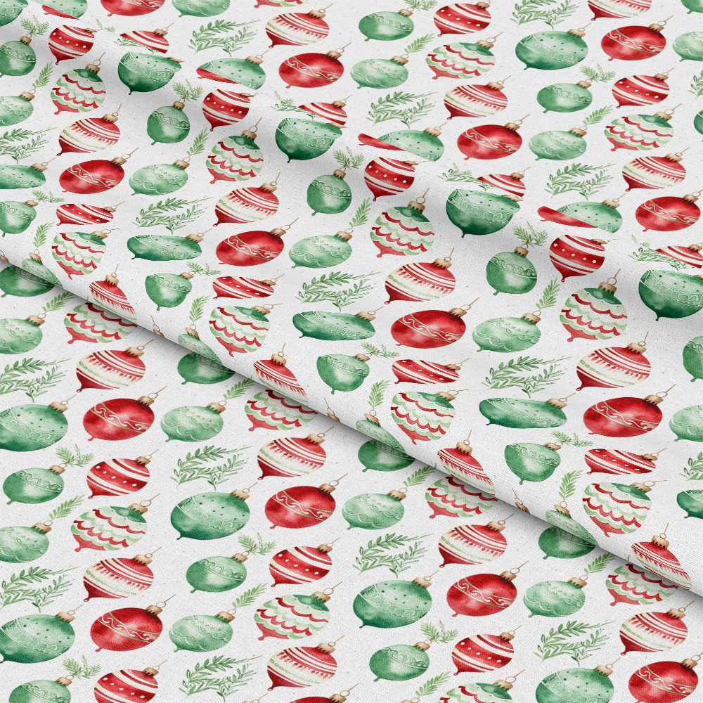 Red and Green Watercolor Christmas Pattern 3 Quilting Cotton Fabric