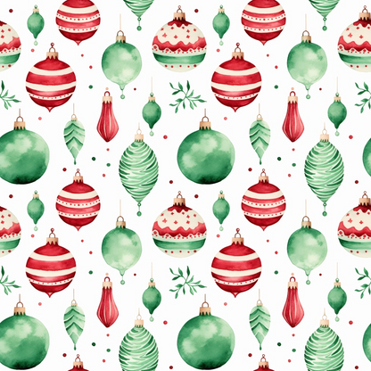 Red and Green Watercolor Christmas Pattern 4 Quilting Cotton Fabric