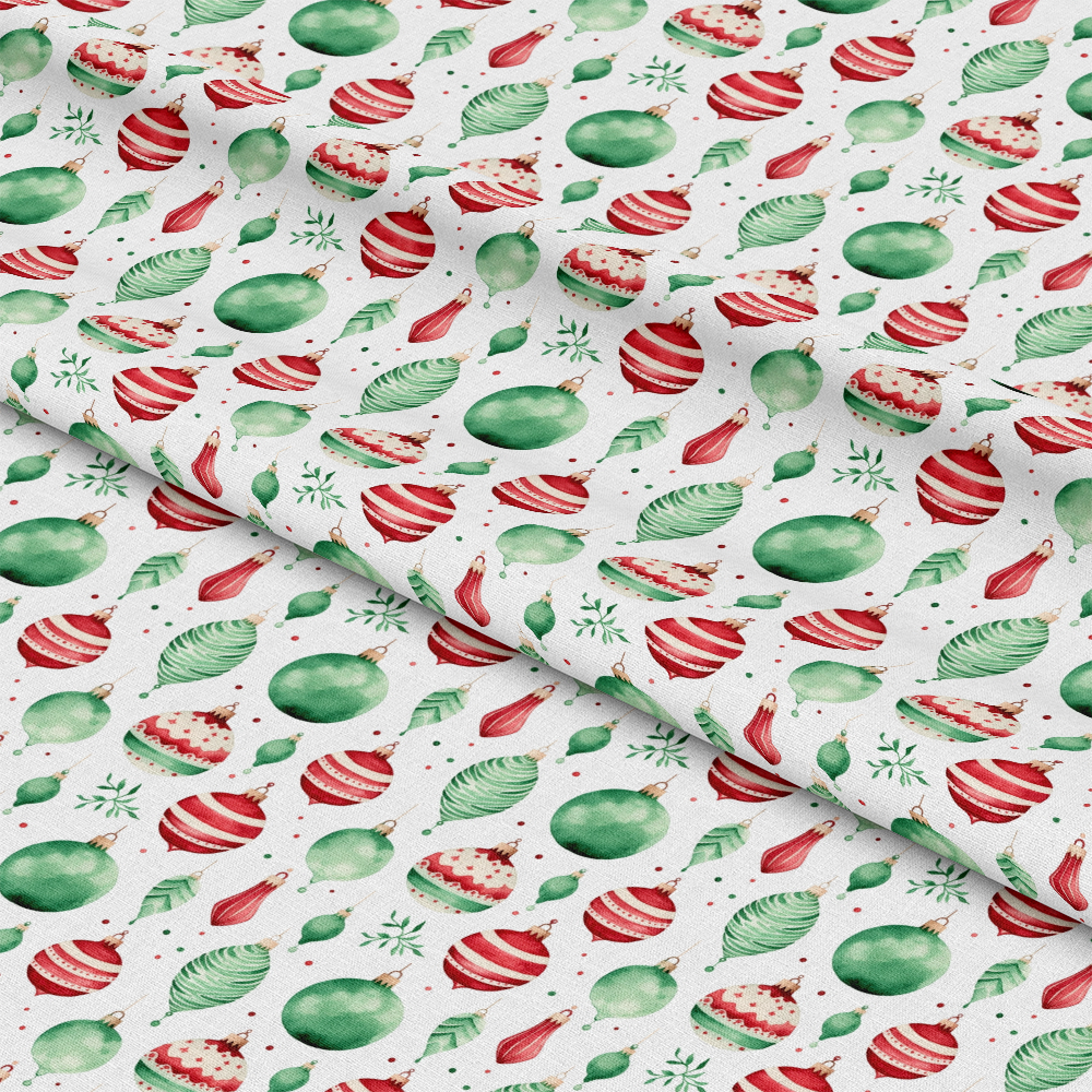 Red and Green Watercolor Christmas Pattern 4 Quilting Cotton Fabric
