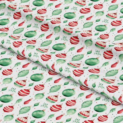 Red and Green Watercolor Christmas Pattern 4 Quilting Cotton Fabric