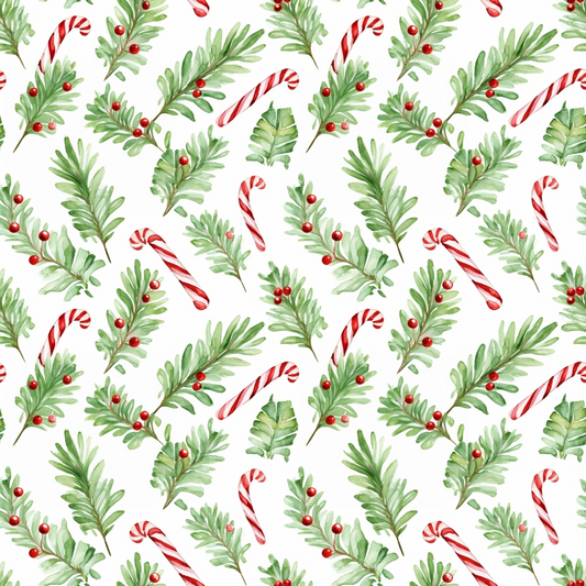 Red and Green Watercolor Christmas Pattern 6 Quilting Cotton Fabric