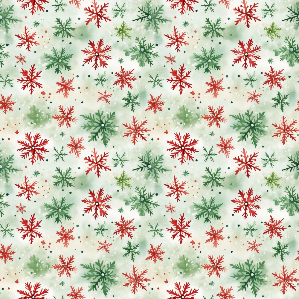 Red and Green Watercolor Christmas Pattern 7 Quilting Cotton Fabric