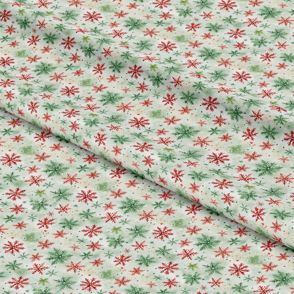 Red and Green Watercolor Christmas Pattern 7 Quilting Cotton Fabric