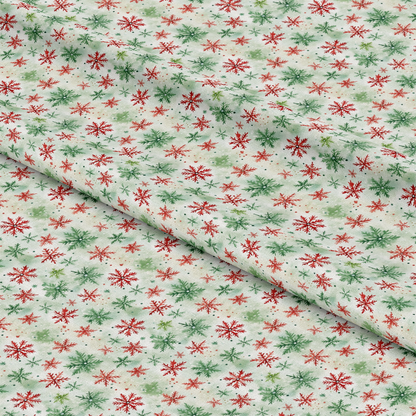 Red and Green Watercolor Christmas Pattern 7 Quilting Cotton Fabric